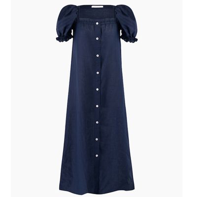 Brigitte Navy Linen Maxi Dress from Sleeper