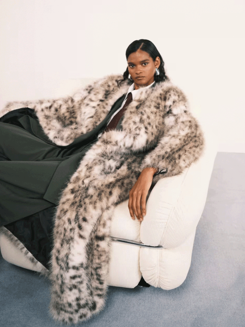 Collarless Longline Faux Fur Coat from ASOS DESIGN