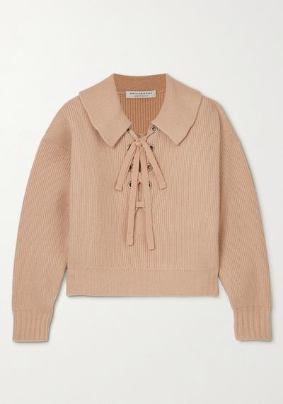 Lace-Up Ribbed Wool Sweater from Philosophy Di Lorenzo Serafini