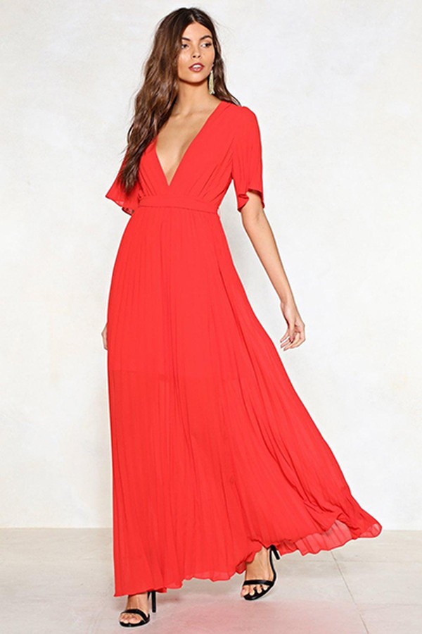 One Moment Pleat Maxi Dress