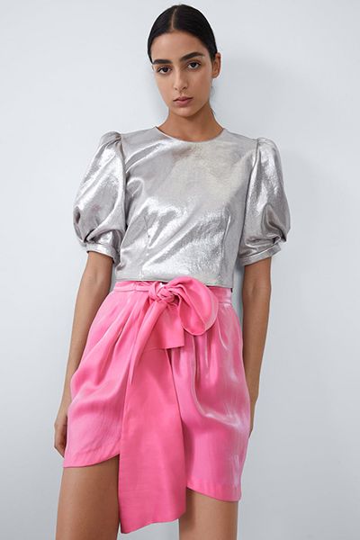 Shiny Mini Skirt With Bow from Zara