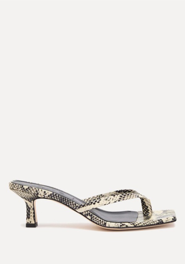 Wilma Snake-Print Leather Sandals