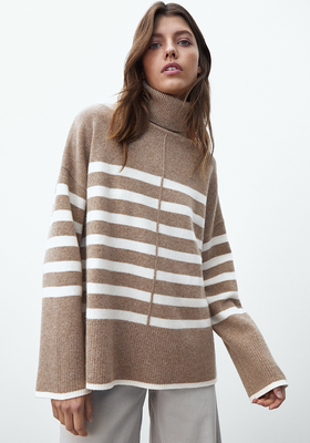 Striped Cashmere Wool Cape Sweater from Massimo Dutti
