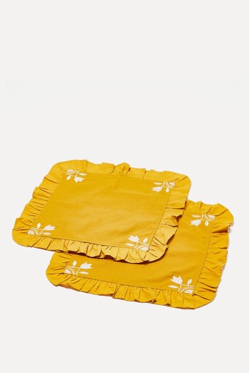 Loretta Mustard Yellow Cotton Napkins Set Of Two from Oliver Bonas