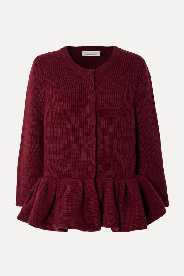 Ruffled Cashmere Peplum Cardigan from Liberowe