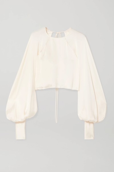 Drama Cropped Satin Blouse from Orseund Iris