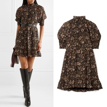 Josie Smocked Floral-Print Silk-Georgette Mini Dress from Ulla Johnson