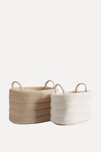 Set Of 2 Natural & Cream Boucle Storage Baskets from Next