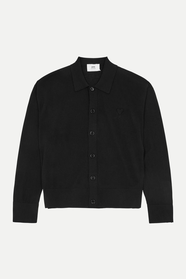Logo-Embroidered Wool Cardigan from AMI Paris 