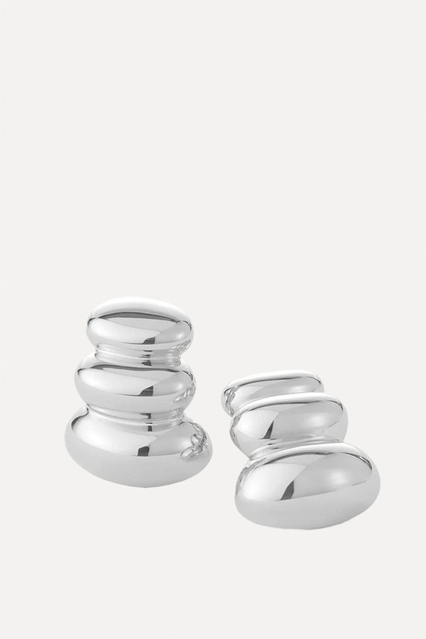 Silver-Plated Non-Stop Stud Earrings