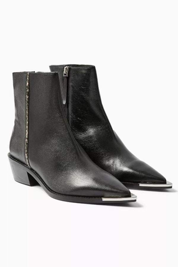 Leather Black Point Boots