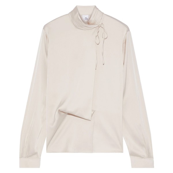 Tulia Bow-Detailed Satin Blouse from Iris & Ink