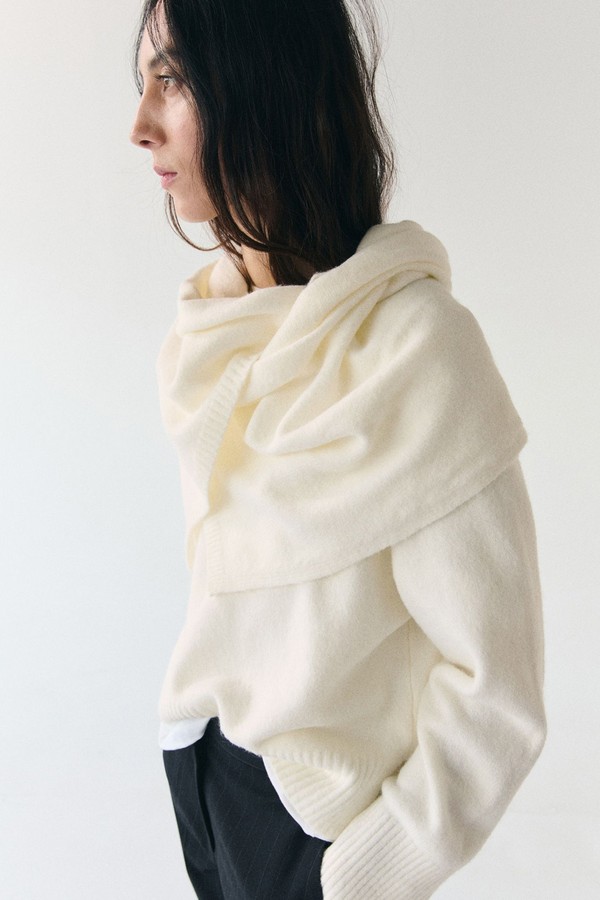 Knitted Sweater With Scarf