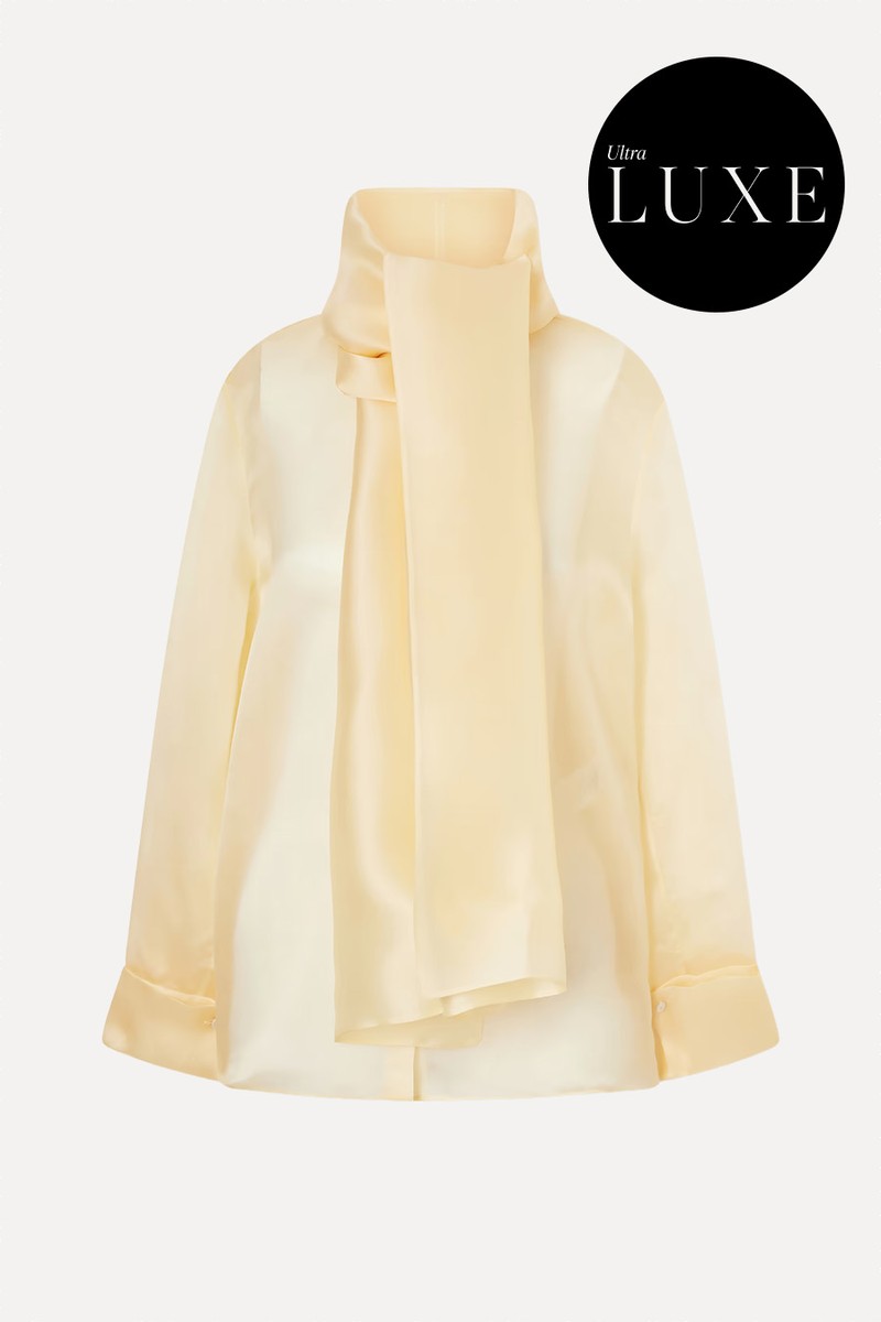 Bow-Embellished Silk-Organza Blouse from Another Tomorrow