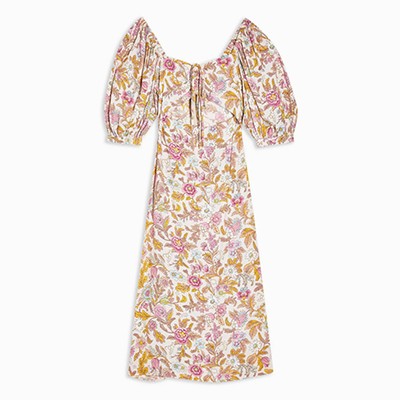 Floral Print Cut Out Midi Dress from Topshop