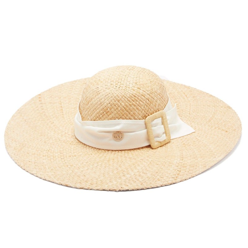 Blanche Ribbon-Trim Straw Hat from Maison Michel