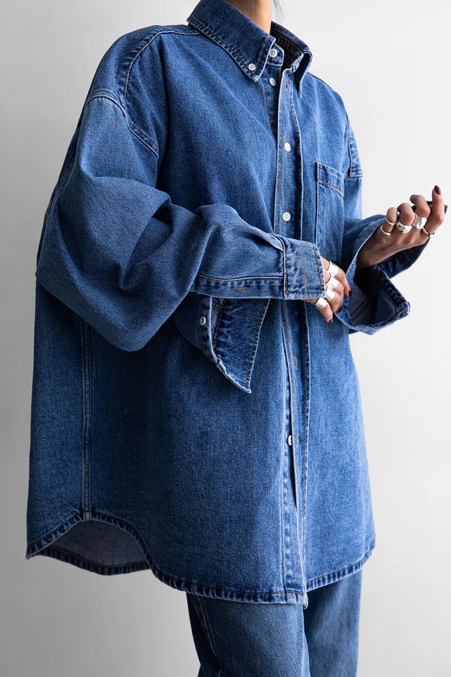 Belvis Oversized Denim Shirt from The Frankie Shop