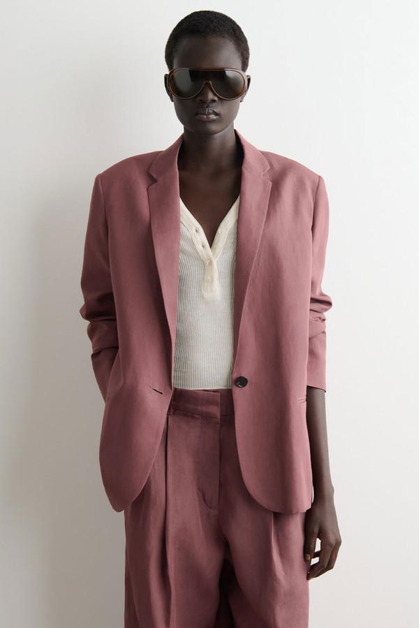 Linen-Blend Single-Breasted Blazer from COS