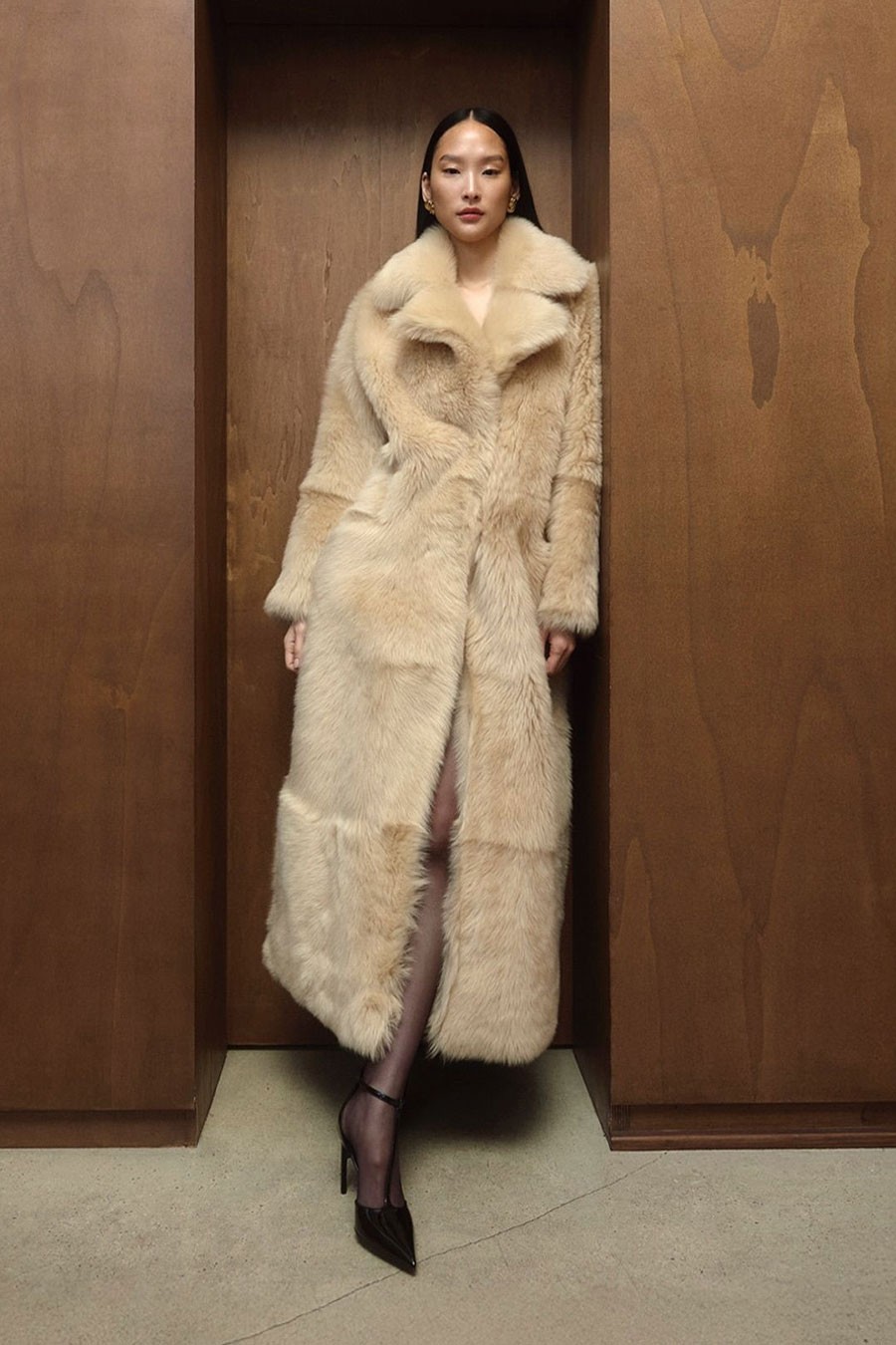 Evita Long Luxurious Shearling Coat from Nour Hammour