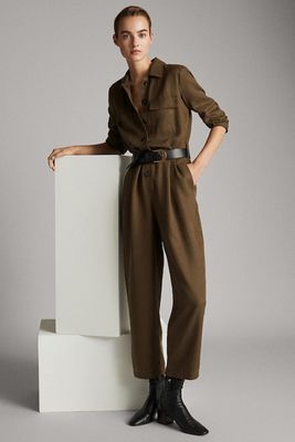 Lyocell Jumpsuit With Pockets & Belt