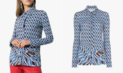 Argyle Print Long-Sleeved Shirt from Prada