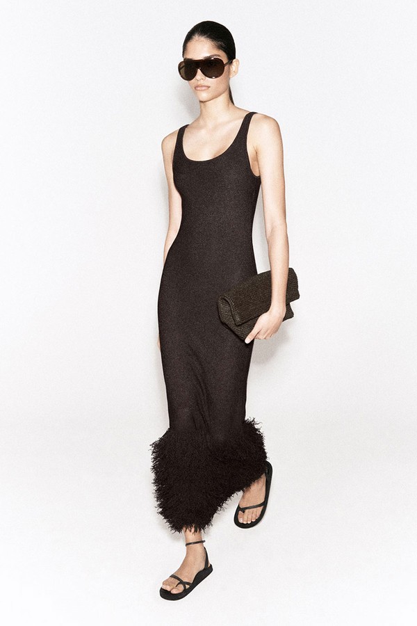 Fringed-Hem Knitted Column Dress from COS