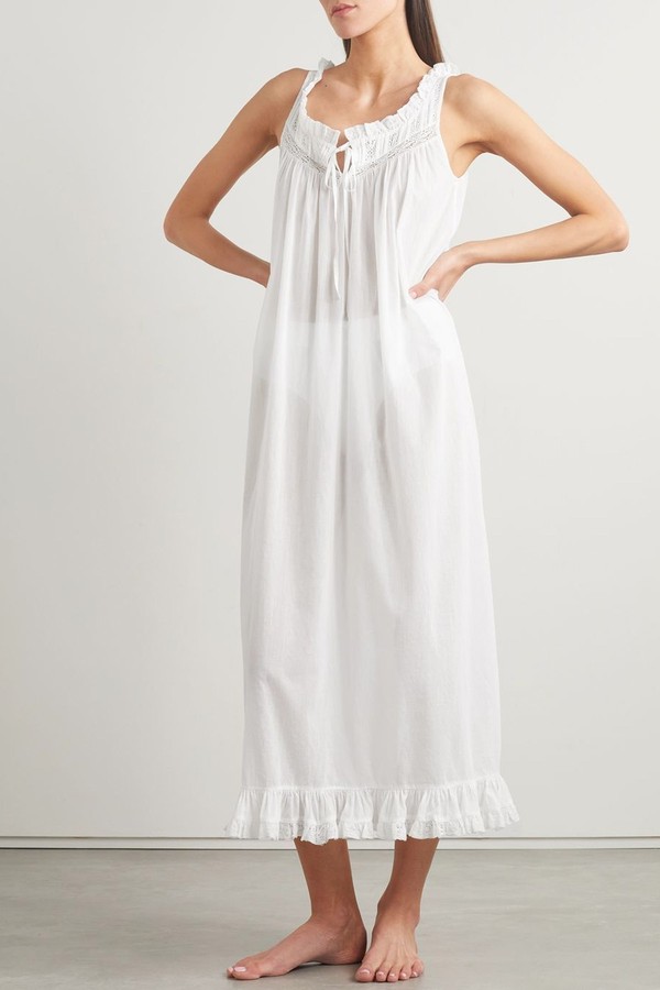 Alessia Crochet Lace-Trimmed Organic Cotton-Voile Midi Dress from DÔEN