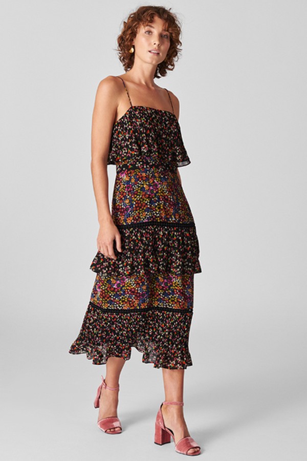 Peony Print Tiered Dress