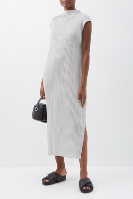 High-Neck Technical-Pleated Sleeveless Dress from Pleats Please Issey Miyake 