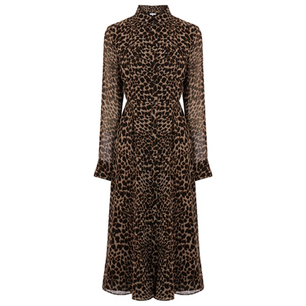 Leopard Print Midi Shirt Dress