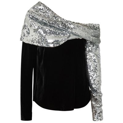 Black Sequinned Velvet Top from Monse