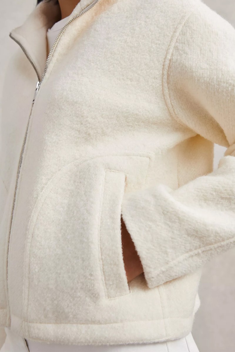 Darrion Linen Blend Knit Funnel Neck Jacket