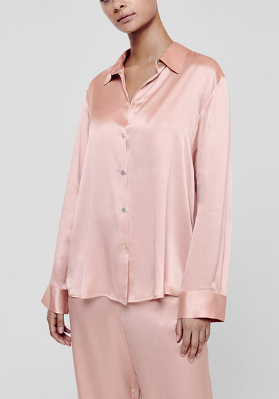 London Pale Blush Silk Pyjama Shirt from Asceno