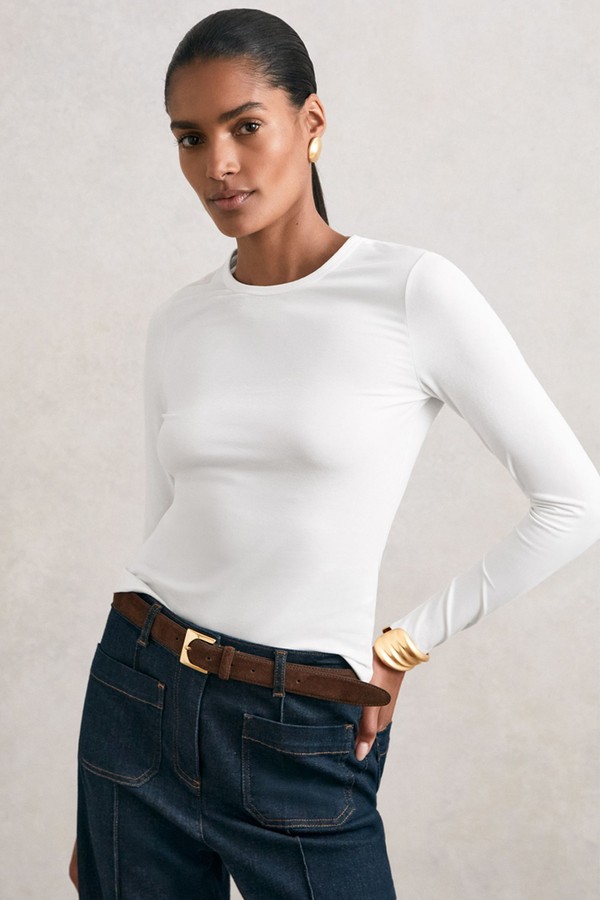 Cotton Crew-Neck Long-Sleeve T-Shirt With Stretch from Reiss