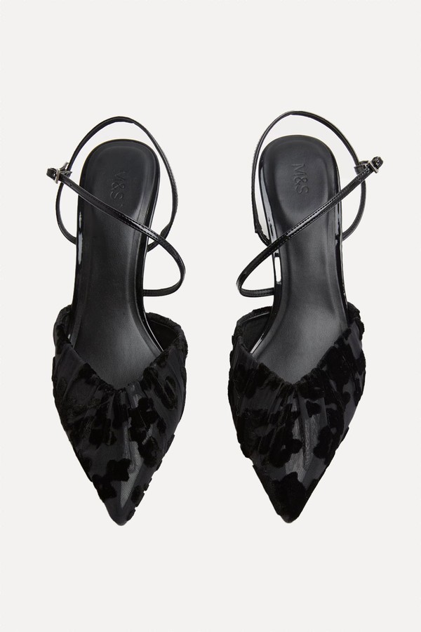 Ruched Pointed Stiletto Heel Court Shoes