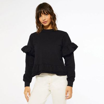Influence Black Frill Peplum Sweatshirt