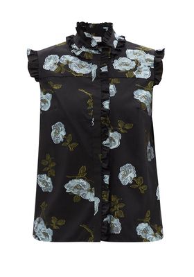 Cyrus High-Neck Floral-Embroidered Top from Erdem