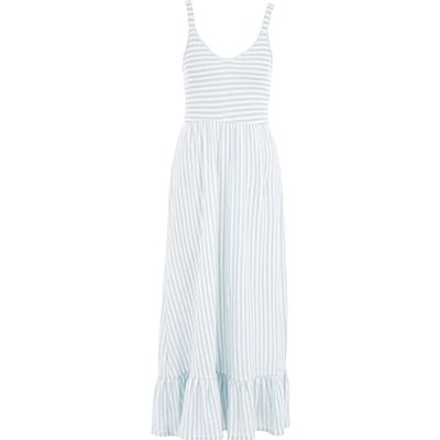 Blue & White Striped Maxi Dress