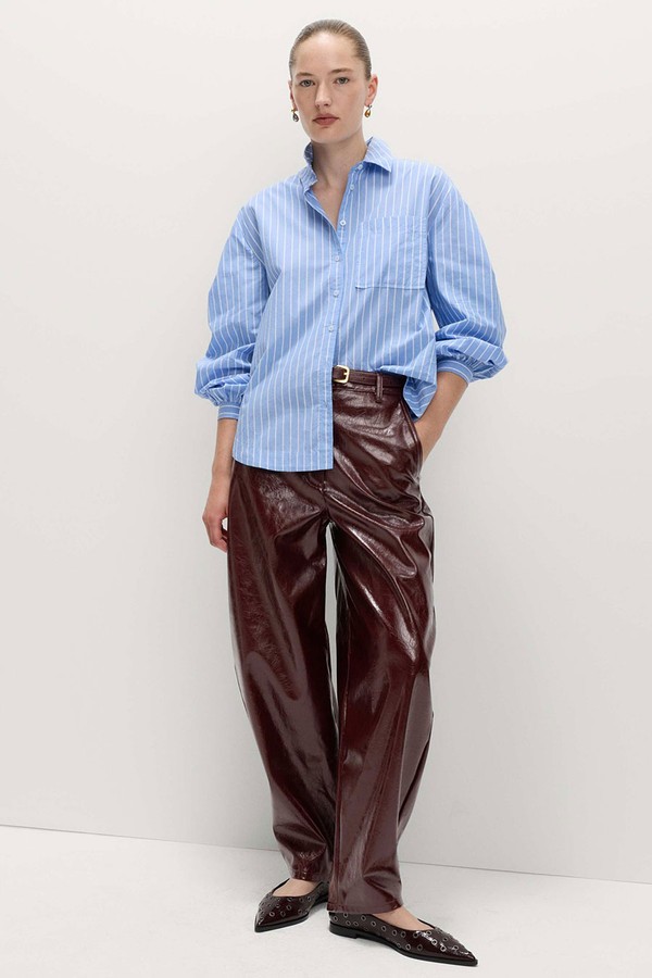 Leather Look Textured Barrel Leg Trousers from Marks & Spencer
