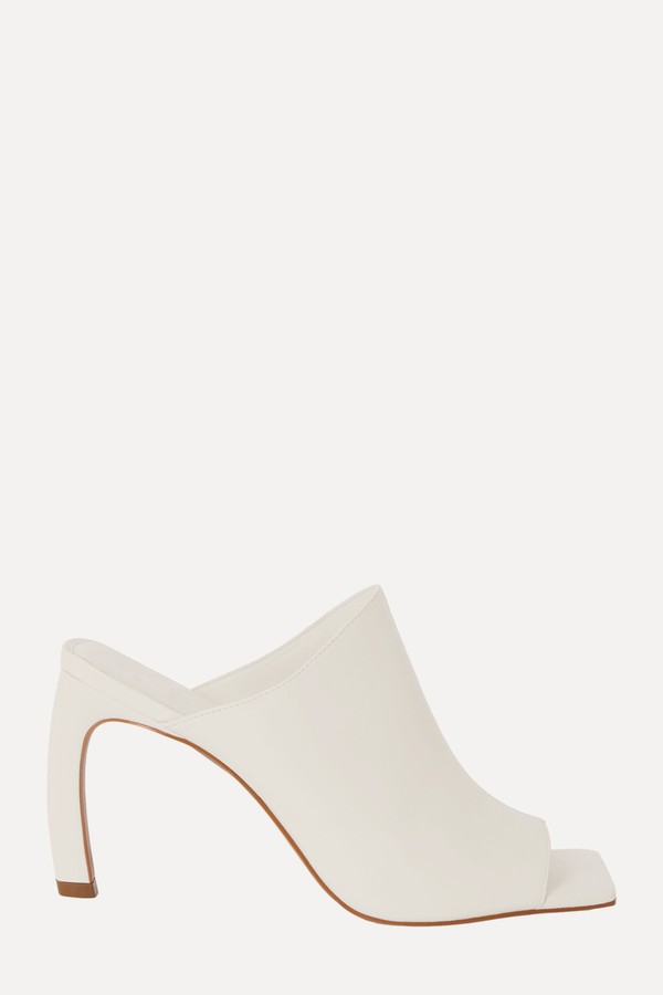 Square Toe Curved High Heel Sandal Mules
