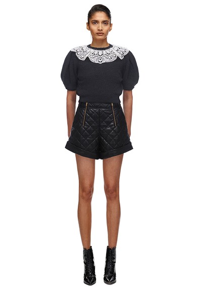 Black Lace Collar Cable Jumper