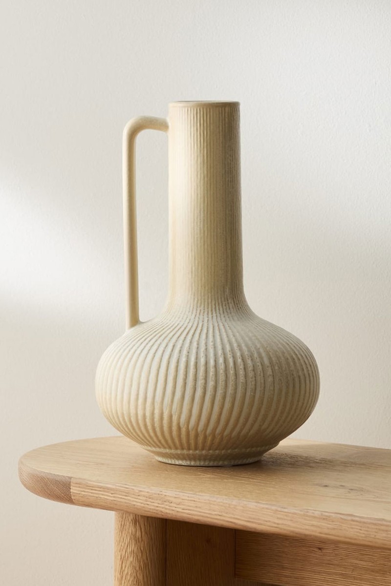 Large Ridged Reactive Glaze Ceramic Jug