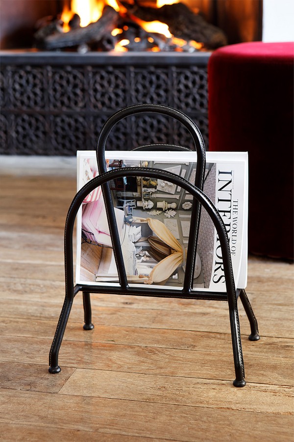 Stitched Leather Magazine Rack from Rose Uniacke