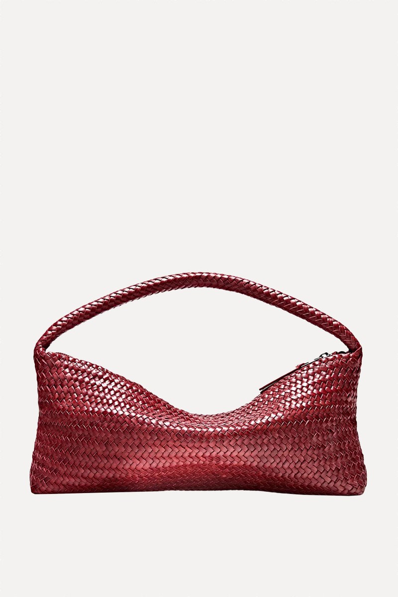 Nappa Leather Woven Croissant Bag