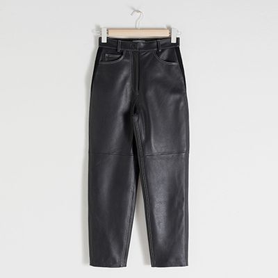 High Waisted Tapered Leather Trousers from & Other Stories 