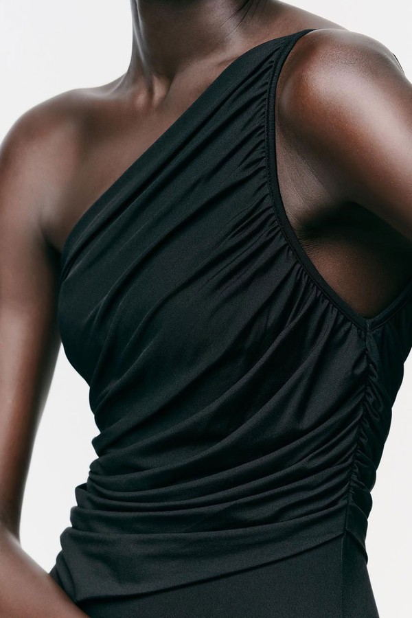 Draped Asymmetric Bodysuit