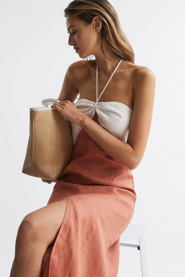 Sian Linen Colour Block Midi Dress