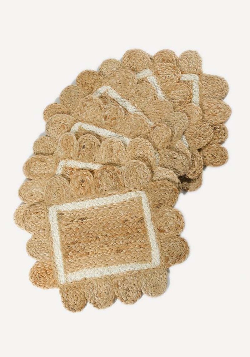 White scalloped placemats from Sunday & Story