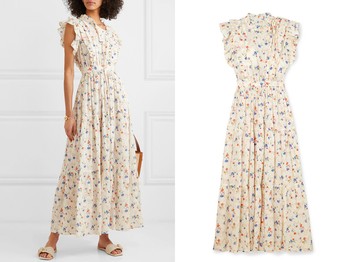 Carnation Ruffled Floral-Print Maxi Dress