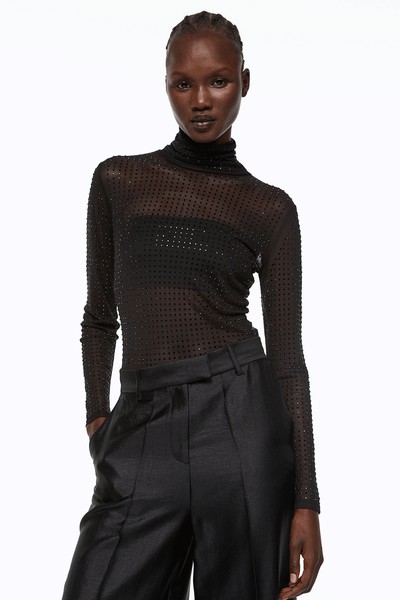 Rhinestone-Embellished Mesh Body from H&M